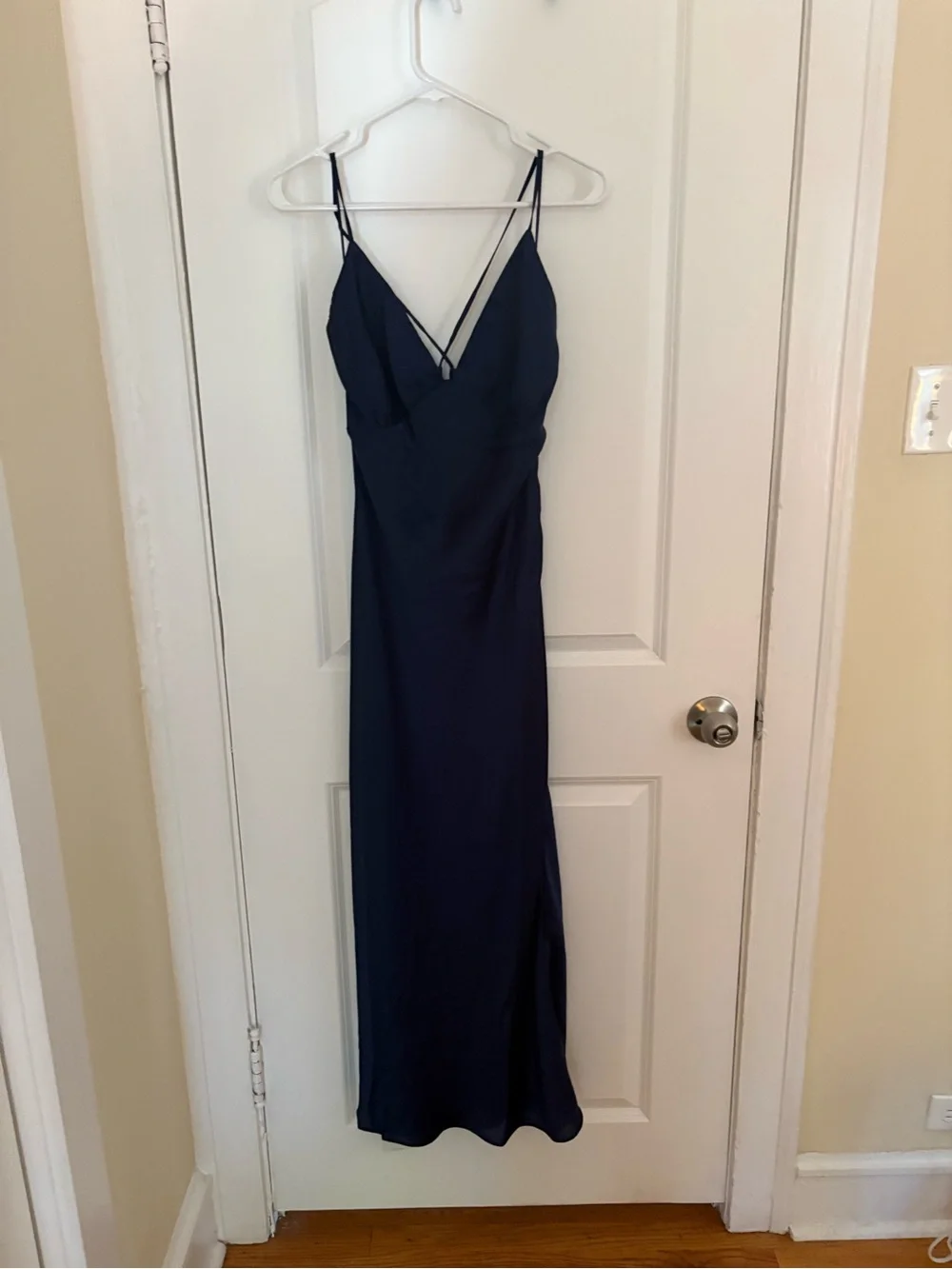 Abercrombie & Fitch Navy Slip Tie-Back Maxi Dress